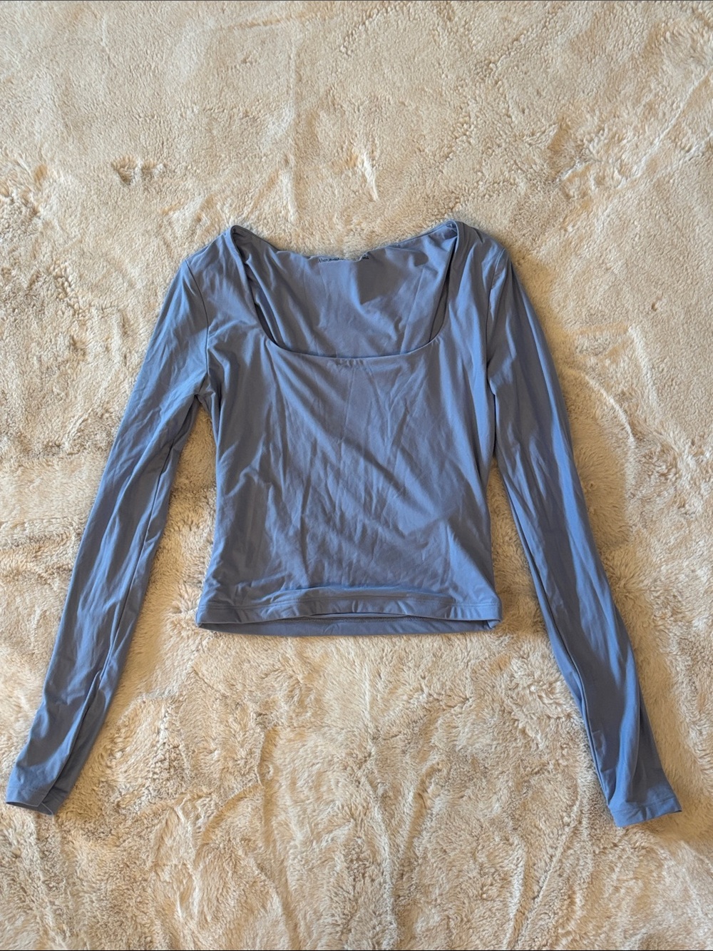 Abercrombie & Fitch Long Sleeve Square Neck Top - Light Blue